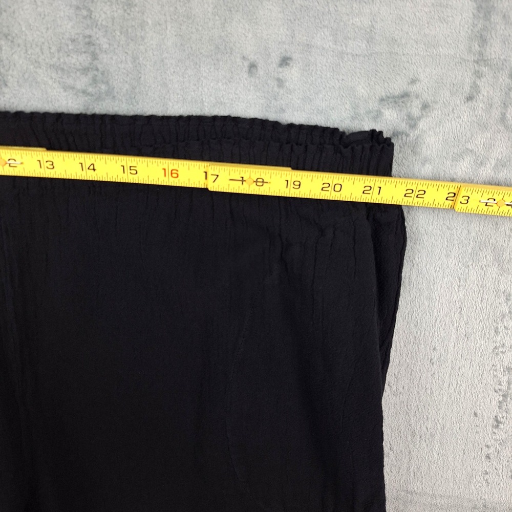 Oh My Gauze Pants L/XL Black Pull On Boho Lagenlook Beach Coastal Crop High Rise - Picture 4 of 9